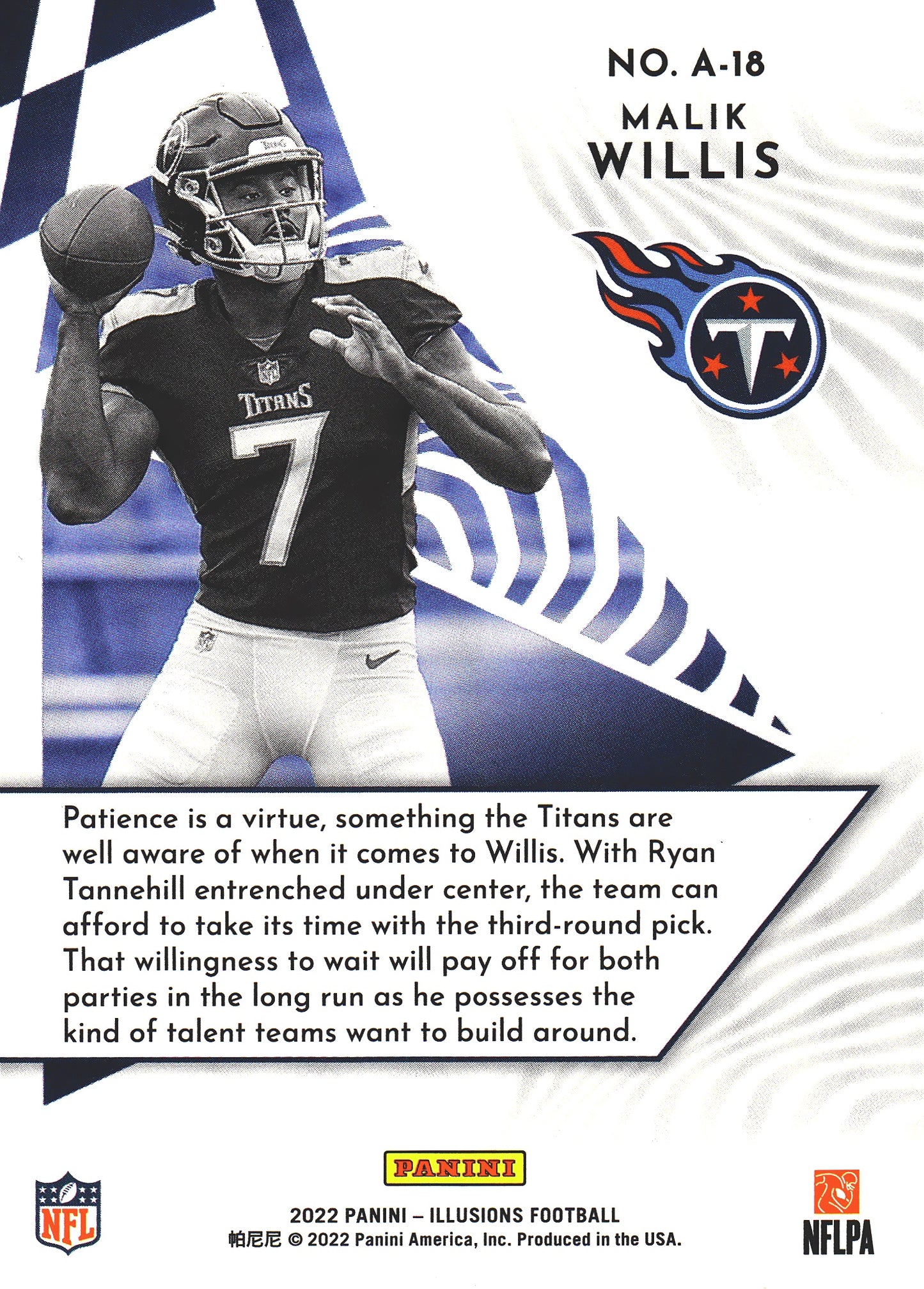 2022 Panini Illusions Amazing Malik Willis RC #A-18 Tennessee Titans