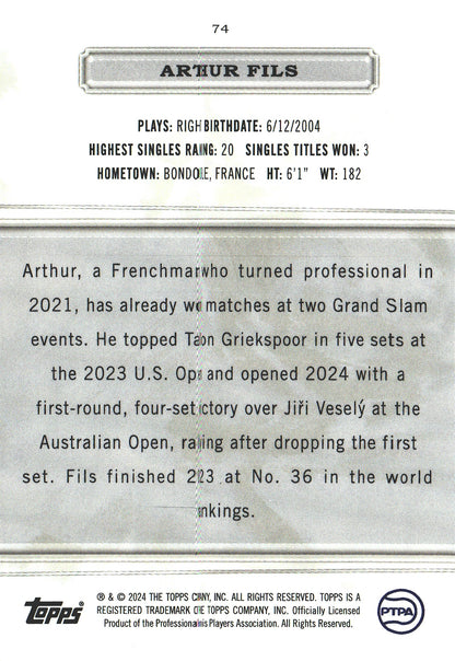 2024 Topps Royalty Tennis Arthur Fils /99 #74