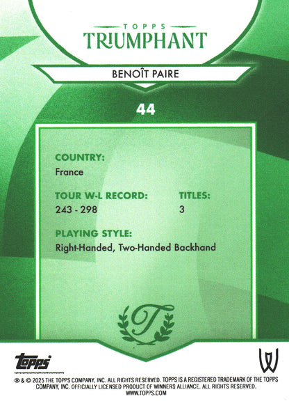 2025 Topps Triumphant Tennis Green /35 Benoit Paire #44
