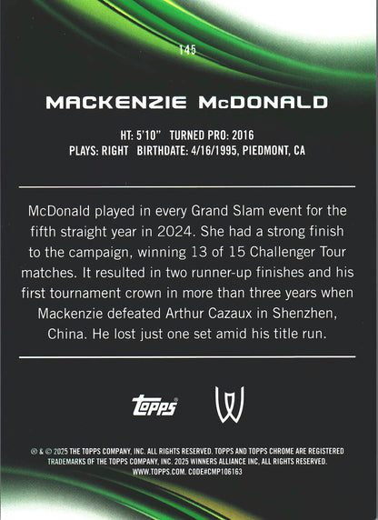 2025 Topps Chrome Tennis Blue /150 Mackenzie McDonald #145