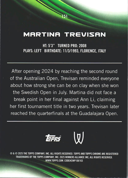 2025 Topps Chrome Tennis Blue /150 Martina Trevisan #151
