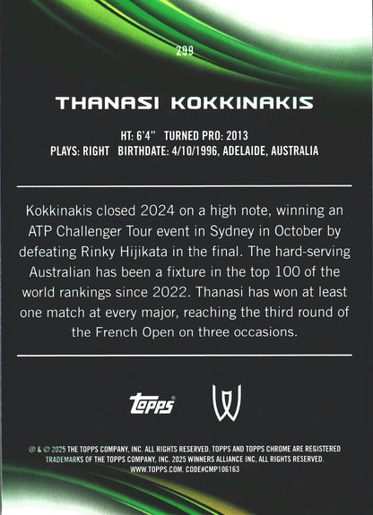 2025 Topps Chrome Tennis Blue /150 Thanasi Kokkinakis RC #299