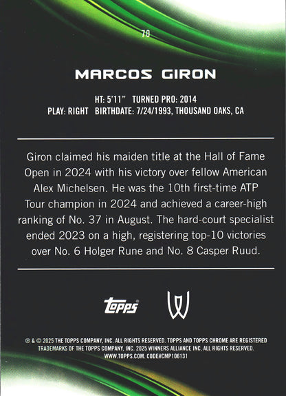 2025 Topps Chrome Tennis Purple and Green /125 Marcos Giron #70