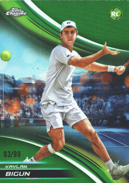 2025 Topps Chrome Tennis Green /99 Kaylan Bigun RC #216