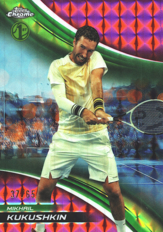 2025 Topps Chrome Tennis Pink Geometric /65 Mikhail Kukushkin RC #138