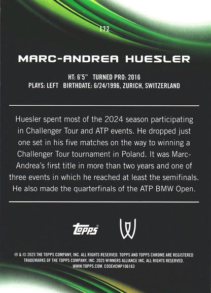 2025 Topps Chrome Tennis Pink Geometric /65 Marc-Andrea Huesler RC #172