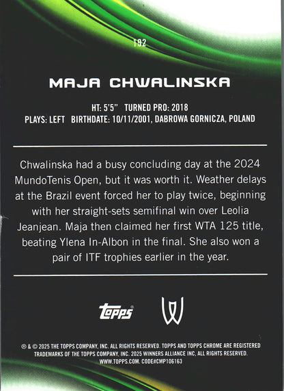2025 Topps Chrome Tennis Orange Geometric /25 Maja Chwalinska /RC#192