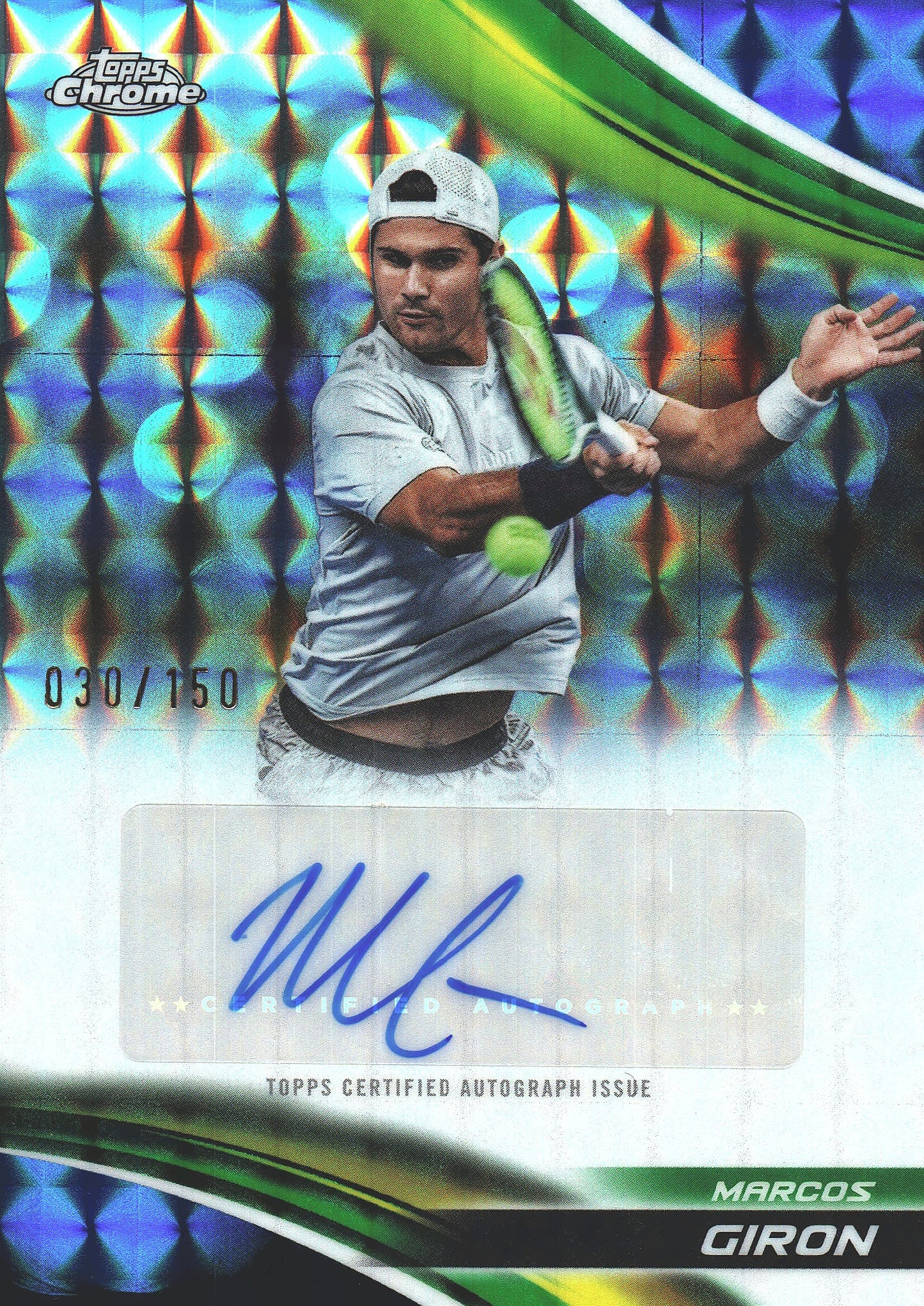 2025 Topps Chrome Tennis Blue Geometric /150 Autograph Marcos Giron #CA-MGN