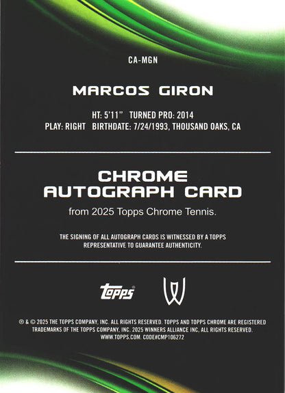 2025 Topps Chrome Tennis Blue Geometric /150 Autograph Marcos Giron #CA-MGN