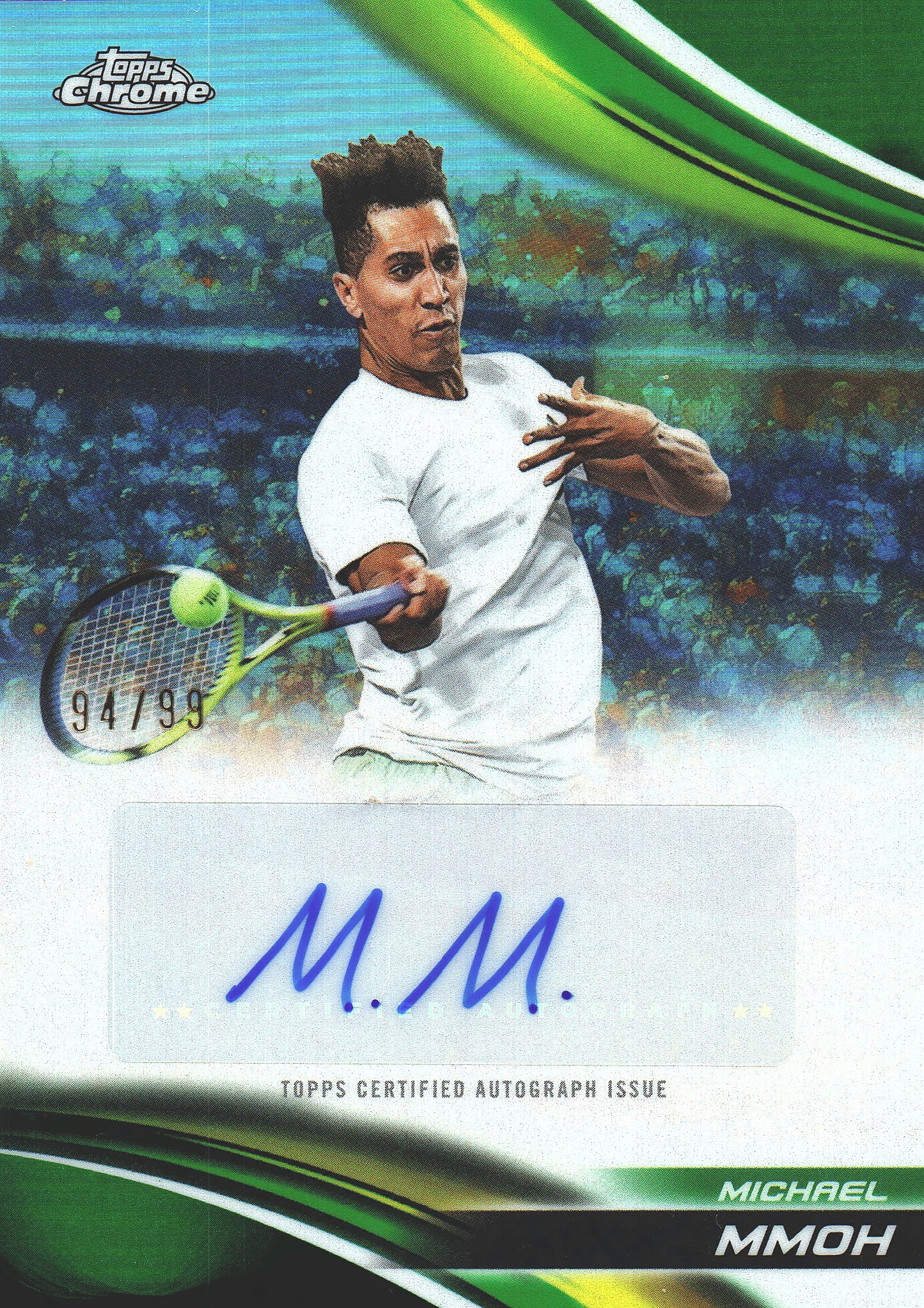 2025 Topps Chrome Tennis Green /99 Autograph Michael Mmoh #CA-MMH
