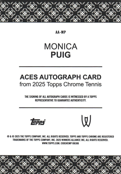 2025 Topps Chrome Tennis Aces Autograph Gold /50 Monica Puig