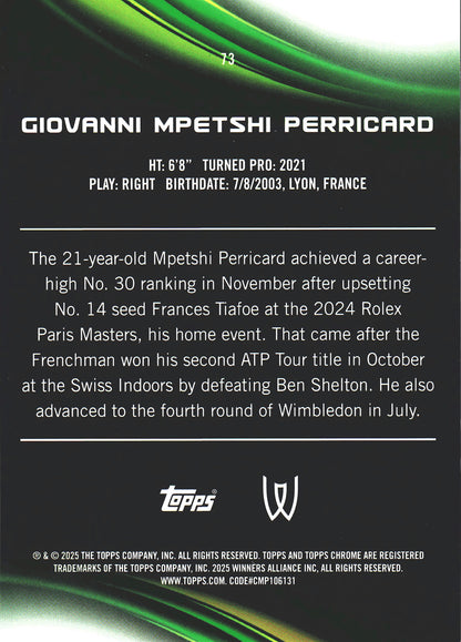 2025 Topps Chrome Tennis Gold Geometric /50 Giovanni Mpetshi Perricard RC #73