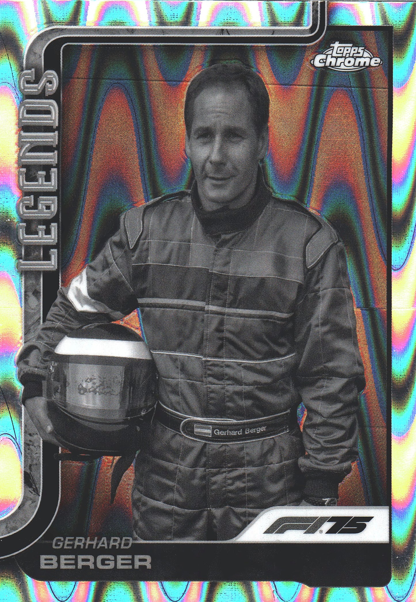 2025 Topps Chrome Formula 1 Black and White Raywave Gerhard Berger LGD #153 Ferrari