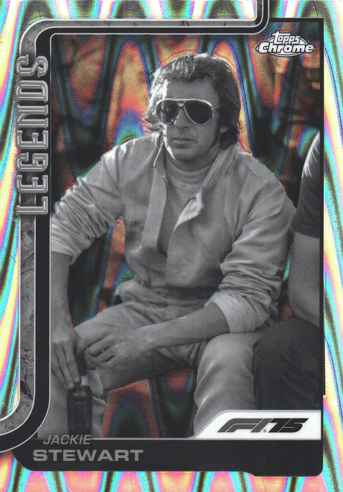 2025 Topps Chrome Formula 1 Black and White Raywave Jackie Stewart LGD #154 Tyrrell
