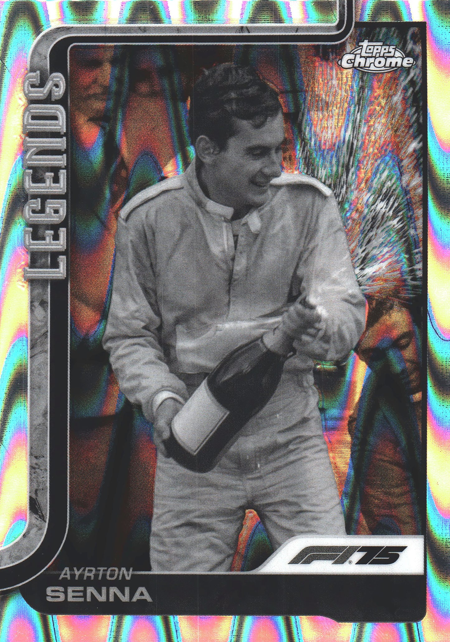2025 Topps Chrome Formula 1 Black and White Raywave Ayrton Senna LGD #162 McLaren