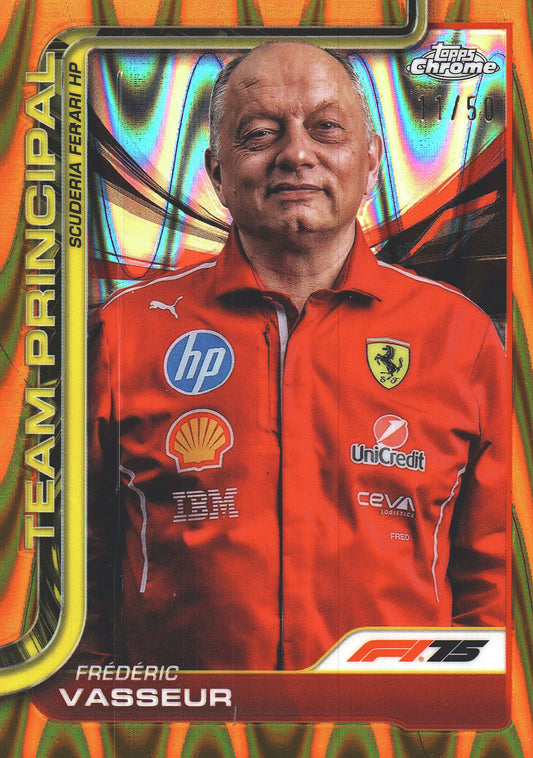 2025 Topps Chrome Formula 1 Gold Raywave /50 Frederic Vasseur #193 Ferrari