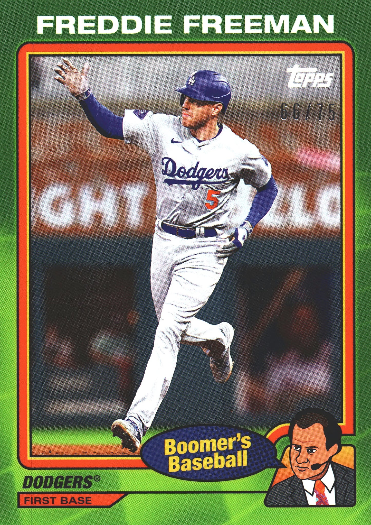 2024 Topps x Chris Berman Boomer's Green /75 Freddie Freeman #77 Los Angeles Dodgers