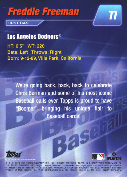 2024 Topps x Chris Berman Boomer's Green /75 Freddie Freeman #77 Los Angeles Dodgers