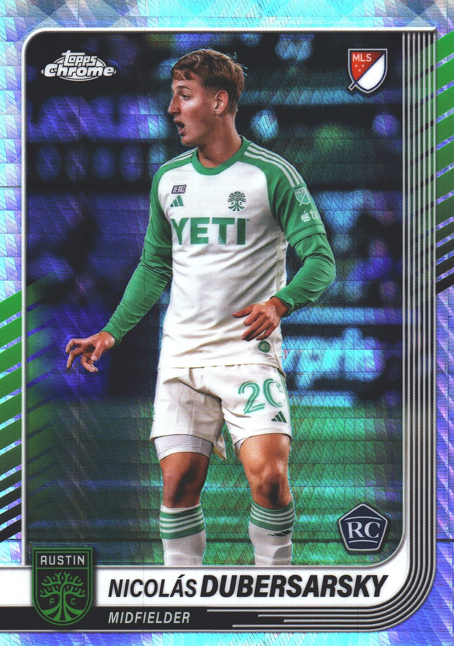 2025 Topps Chrome MLS Prism Refractor Nicolas Dubersarsky #66 Austin FC