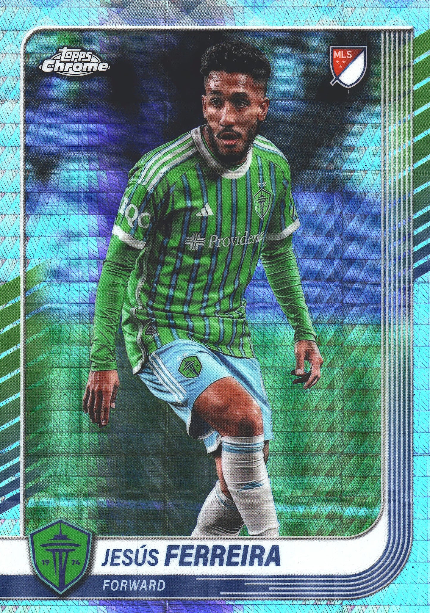 2025 Topps Chrome MLS Prism Refractor Jesus Ferreira #79 Seattle Sounders FC