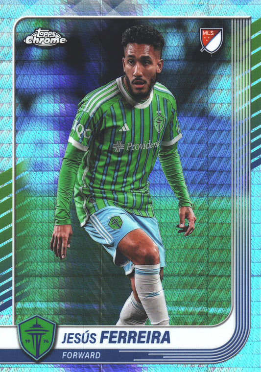 2025 Topps Chrome MLS Prism Refractor Jesus Ferreira #79 Seattle Sounders FC