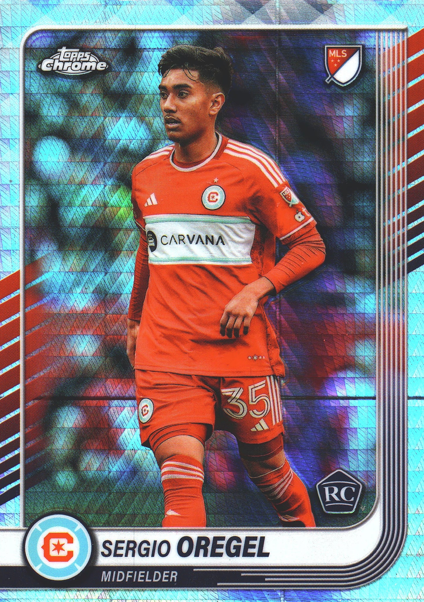 2025 Topps Chrome MLS Prism Refractor Sergio Oregel #81 Chicago Fire