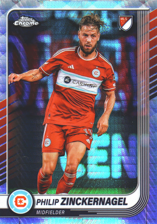 2025 Topps Chrome MLS Prism Refractor Philip Zinckernagel #92 Chicago Fire