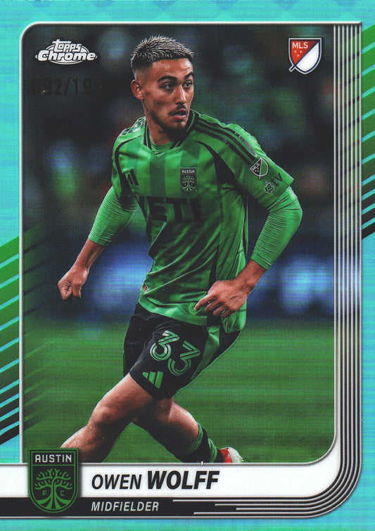 2025 Topps Chrome MLS Aqua /199 Owen Wolff #77 Austin FC