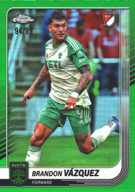 2025 Topps Chrome MLS Green /99 Brandon Vazquez #42 Austin FC