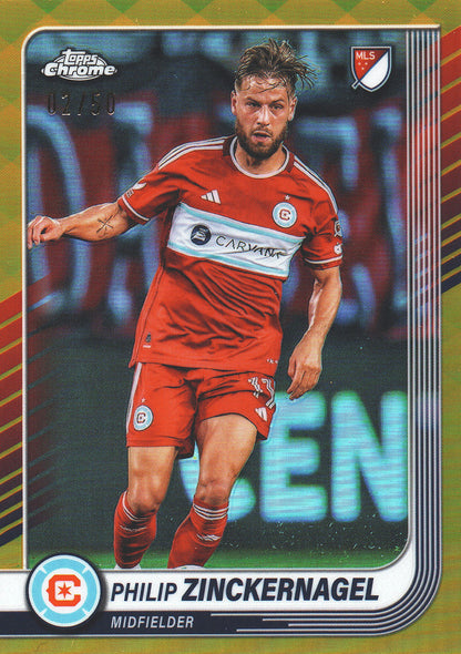2025 Topps Chrome MLS Gold /50 Philip Zinckernagel #92 Chicago Fire