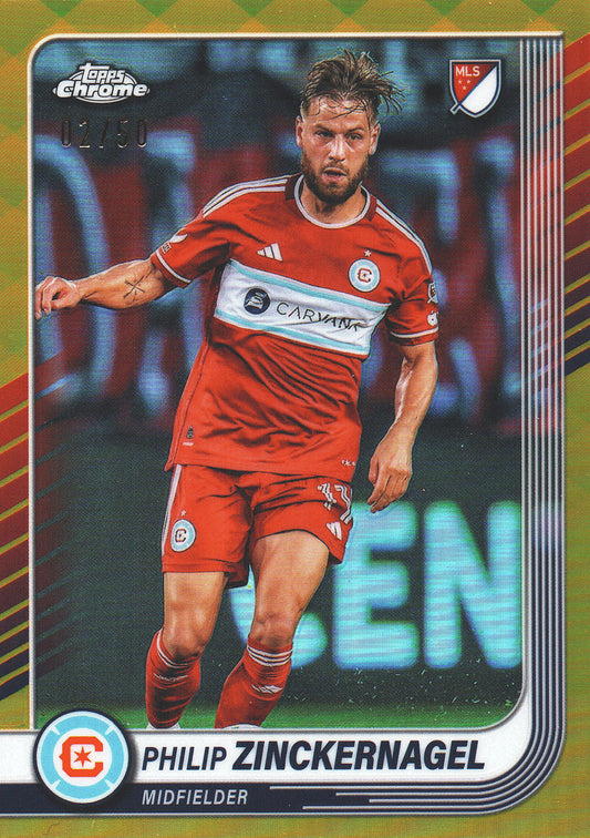 2025 Topps Chrome MLS Gold /50 Philip Zinckernagel #92 Chicago Fire