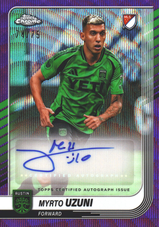 2025 Topps Chrome MLS Purple Autograph /75 Myrto Uzuni #CA-UZ Austin FC