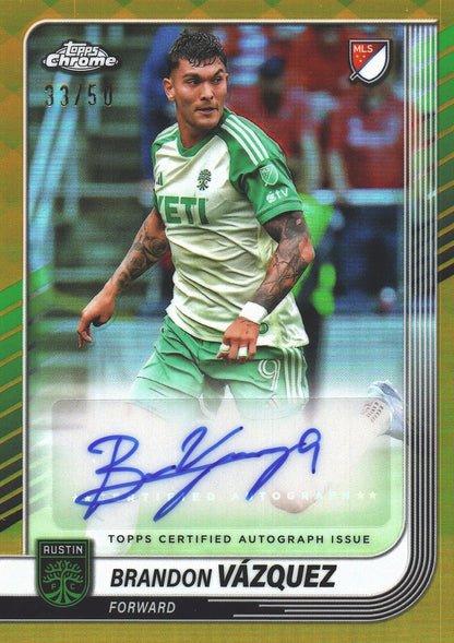 2025 Topps Chrome MLS Gold Autograph /50 Brandon Vazquez #CA-BV Austin FC