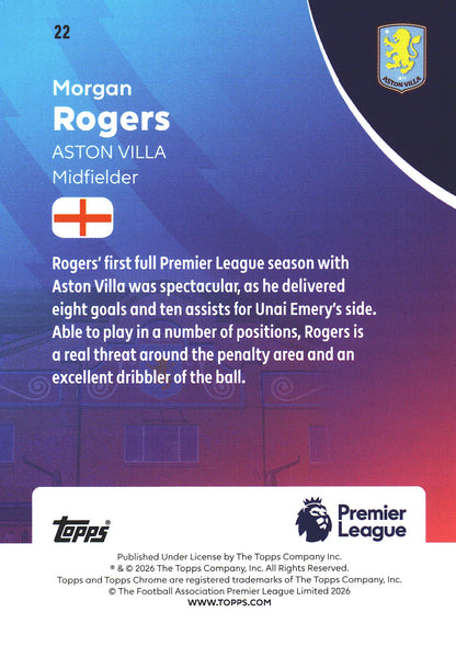 2025 Topps Chrome PL Prism Morgan Rogers #22 Aston Villa