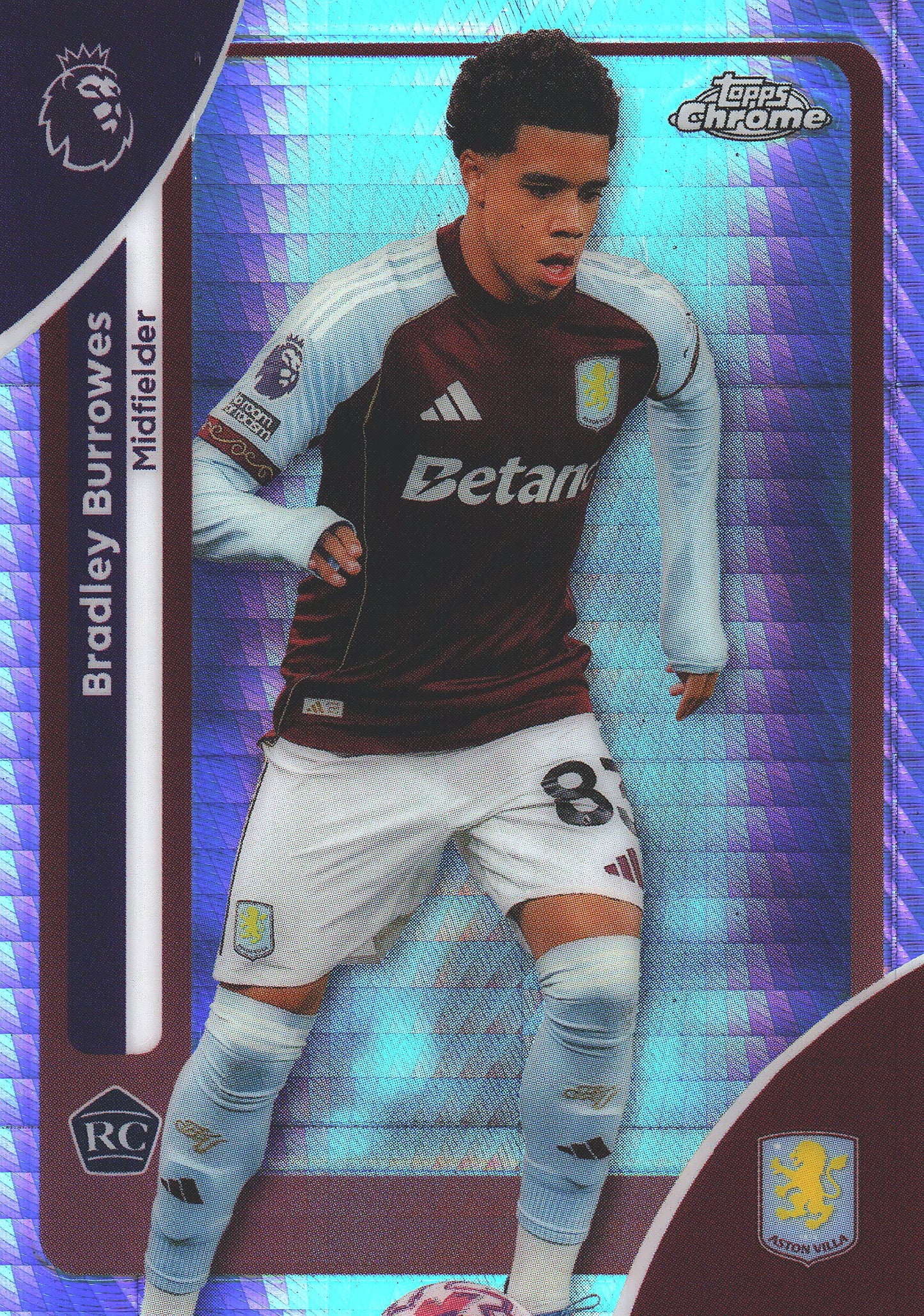 2025 Topps Chrome PL Prism Bradley Burrowes RC #29 Aston Villa