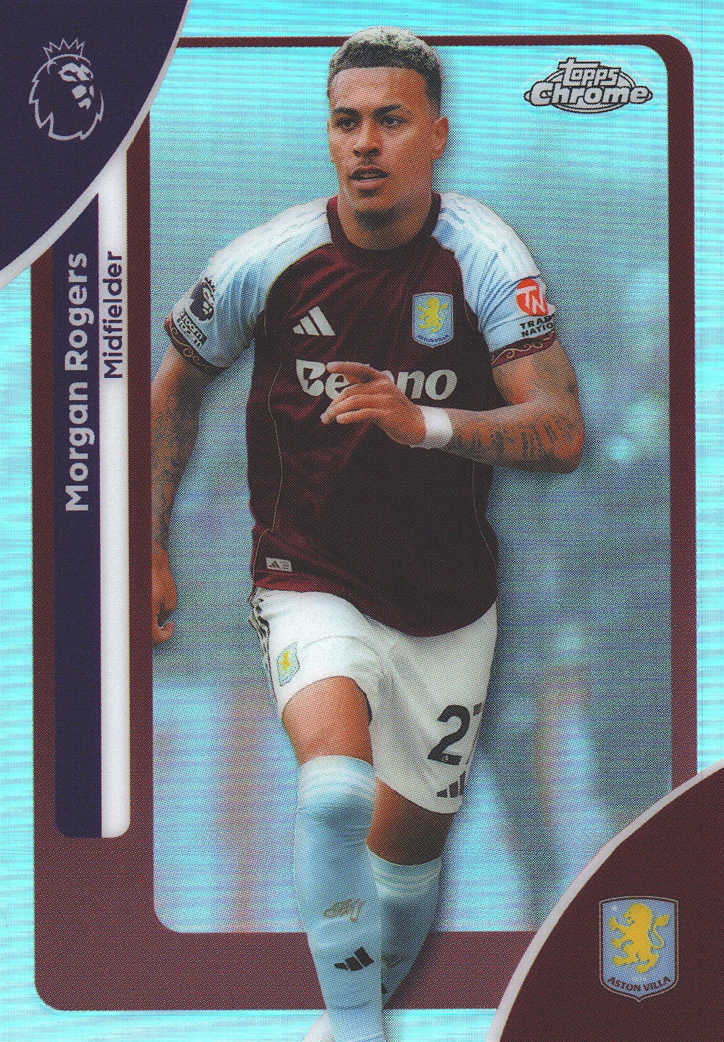2025 Topps Chrome PL Refractor Morgan Rogers #22 Aston Villa