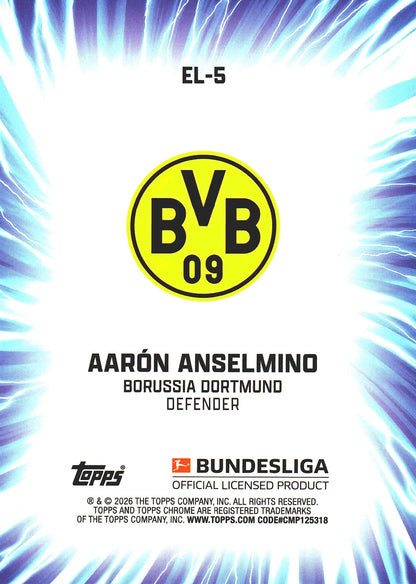 2025 Topps Chrome Bundesliga Electrified Aaron Anselmino #EL-5 Borussia Dortmund