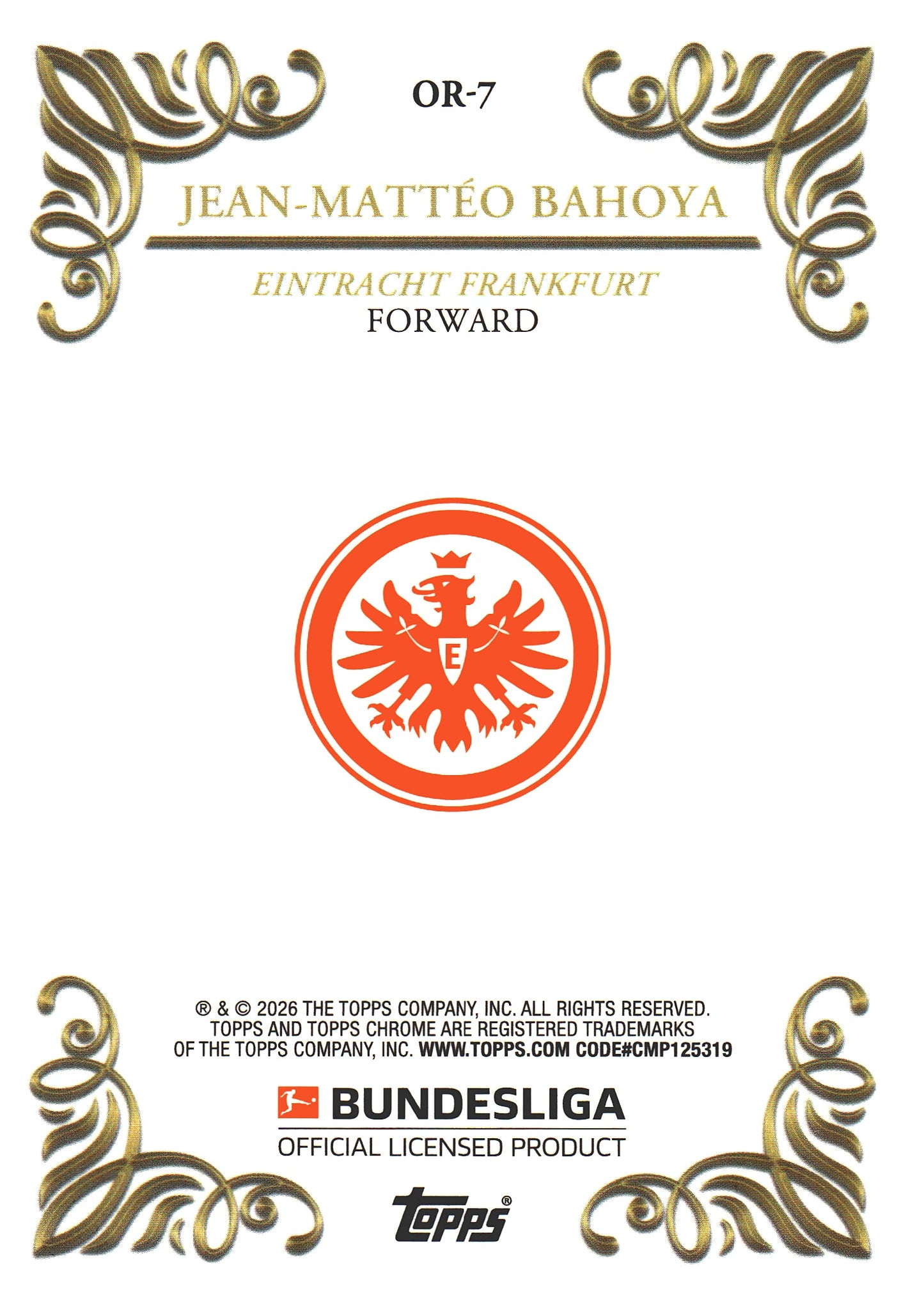 2025 Topps Chrome Bundesliga Ornaments Jean-Matteo Bahoya #OR-7 Eintracht Frankfurt