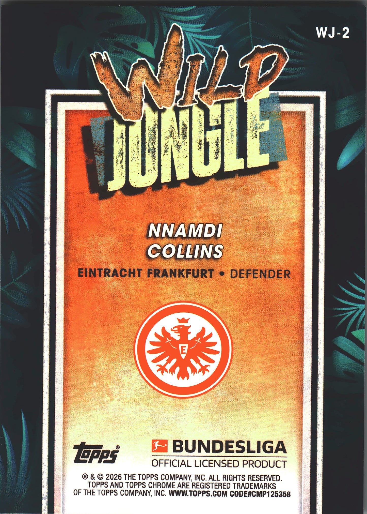 2025 Topps Chrome Bundesliga Wild Jungle Nnamdi Collins #WJ-2 Eintracht Frankfurt