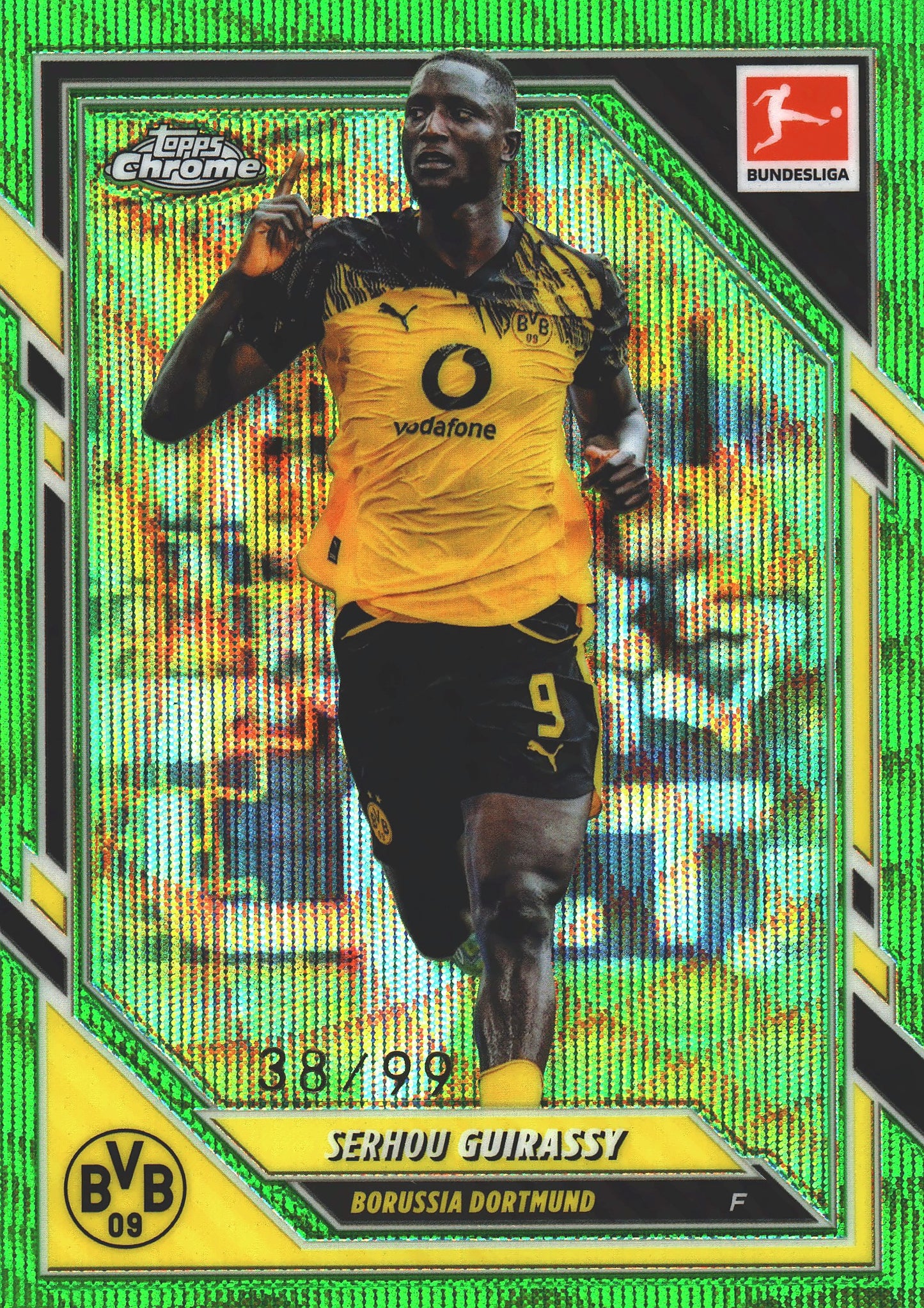 2025 Topps Chrome Bundesliga Green /99 Serhou Guirassy #22 Borussia Dortmund