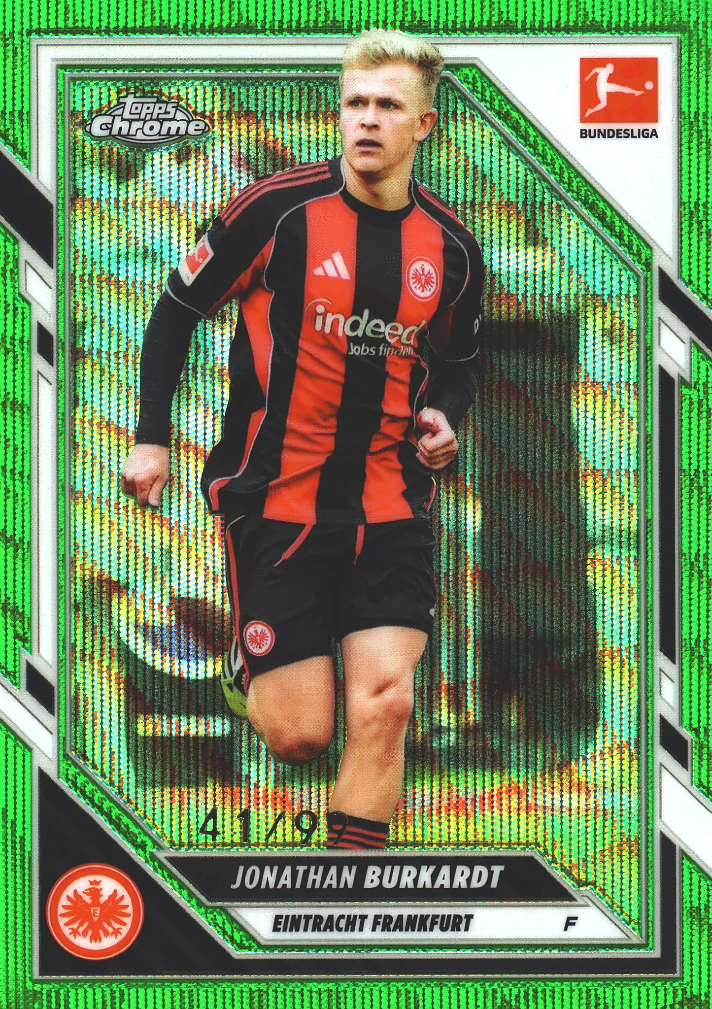 2025 Topps Chrome Bundesliga Green /99 Jonathan Burkardt #28 Eintracht Frankfurt