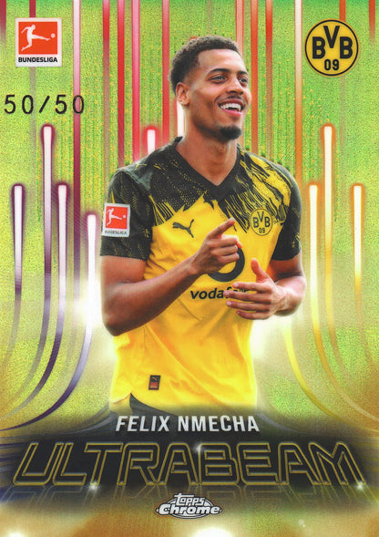 2025 Topps Chrome Bundesliga Ultrabeam Gold /50 Felix Nmecha #UB-8 Borussia Dortmund