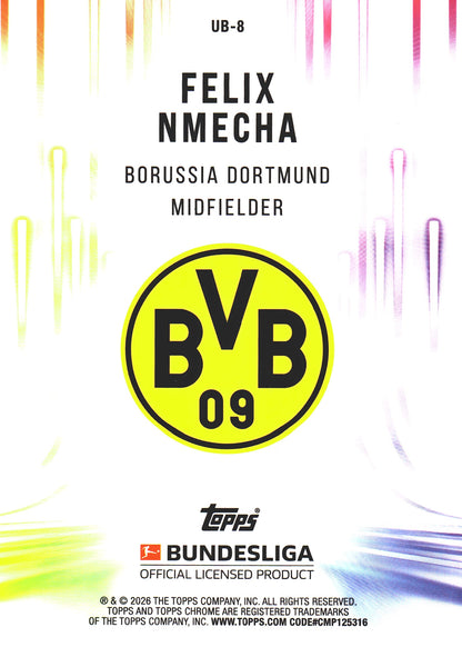 2025 Topps Chrome Bundesliga Ultrabeam Gold /50 Felix Nmecha #UB-8 Borussia Dortmund