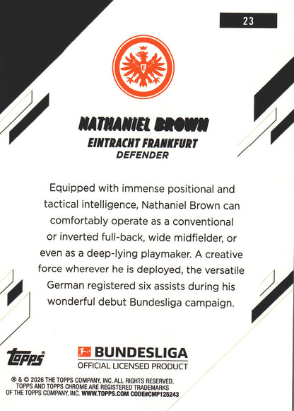2025 Topps Chrome Bundesliga Orange /25 Nathaniel Brown #23 Eintracht Frankfurt