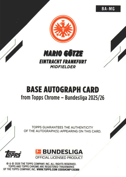 2025 Topps Chrome Bundesliga ToppsFractor Autograph /52 Mario Gotze #BA-MG Eintracht Frankfurt