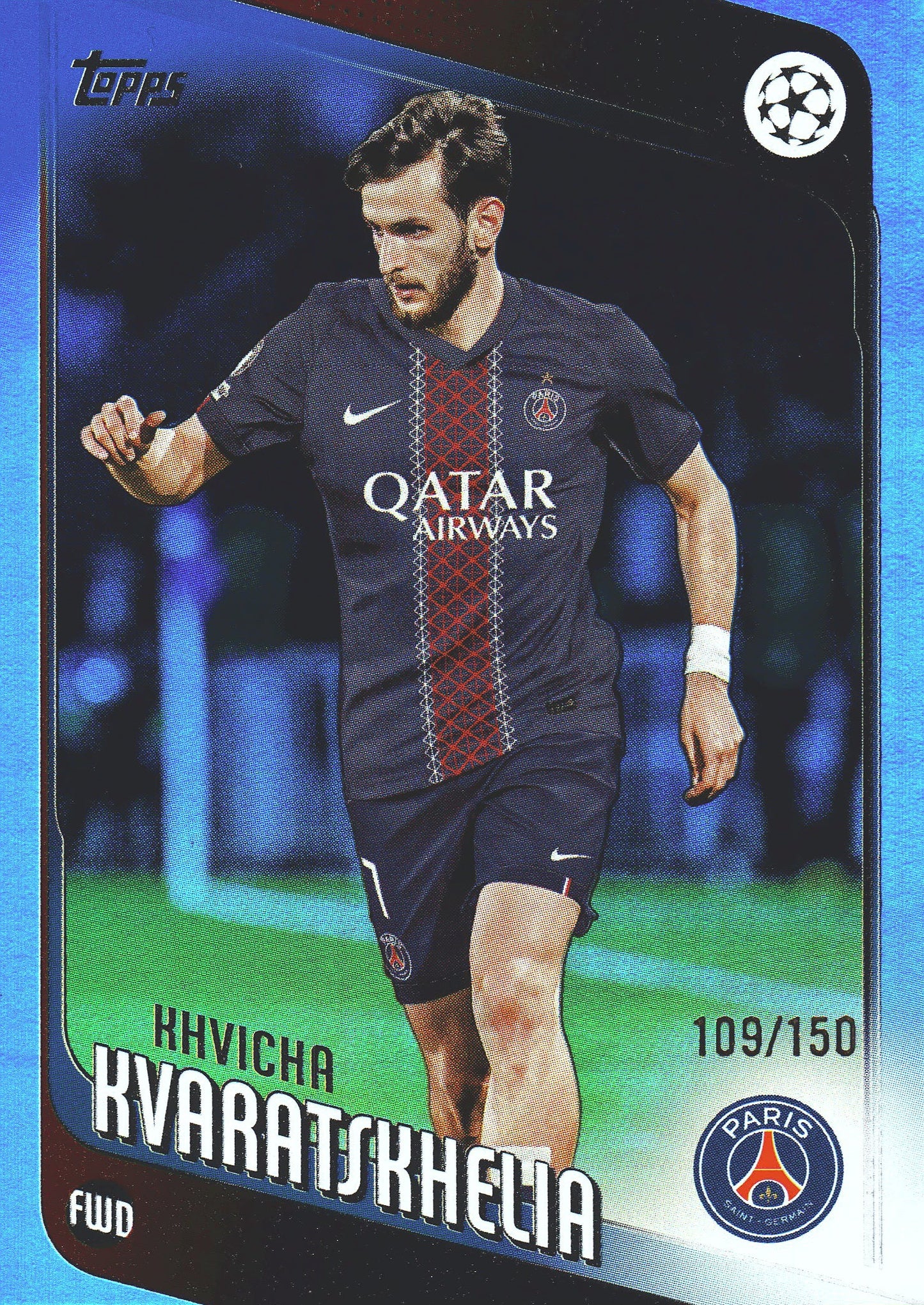 2025 Topps UCC Blue /150 Khvicha Kvaratskhelia #167 Paris Saint-Germain