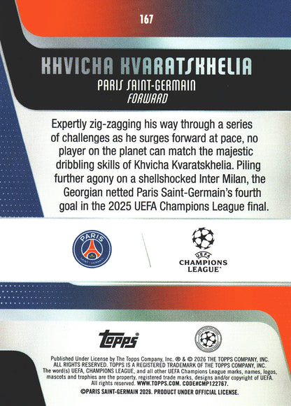 2025 Topps UCC Blue /150 Khvicha Kvaratskhelia #167 Paris Saint-Germain