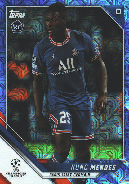 2021 Topps Chrome UCC Blue Mojo /150 Nuno Mendes RC #195 Paris Saint-Germain