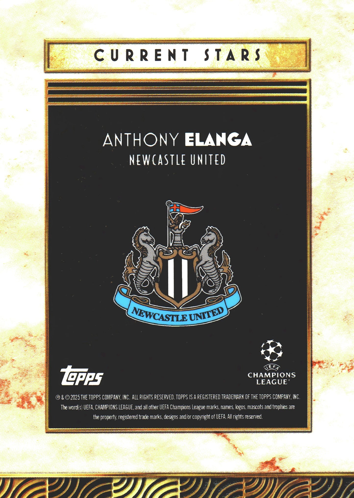 2025 Topps Deco UCC Current Stars Orange /25 Anthony Elanga Newcastle United