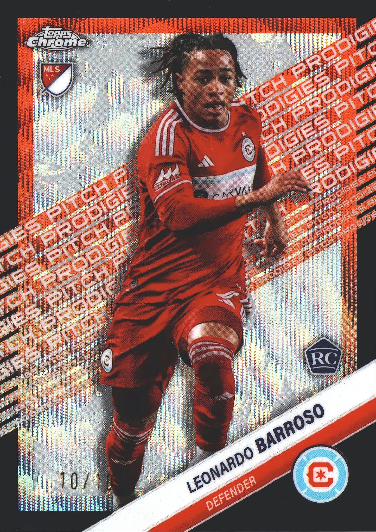 2025 Topps Chrome MLS Black /10 Pitch Prodigies Leonardo Barroso #182 Chicago Fire